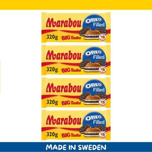4 Pack Marabou Oreo Milk Chocolate Bars – 320g each (11.3 oz) – Filled with Crunchy Oreo Cookies – Imported from Sweden