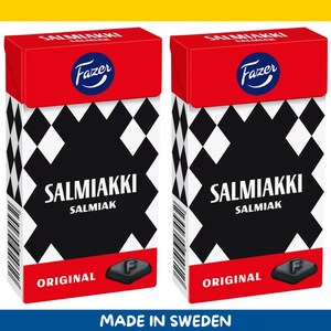 2 Pack – Fazer Salmiakki Tablettask – Finnish Salted Licorice Pastilles (80 g / 2.82 oz)