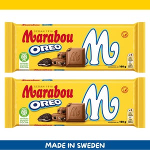 2 Pack Marabou Mjölkchoklad Oreo Milk Chocolate Bars – 160g each (5.6 oz) – Imported from Sweden