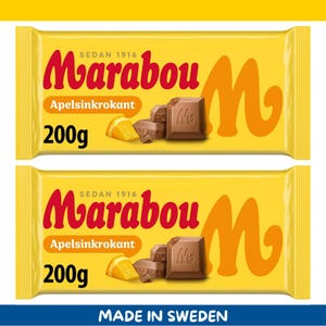2 Pack Marabou Apelsinkrokant Milk Chocolate Bars – 200g each (7.1 oz) – Imported from Sweden