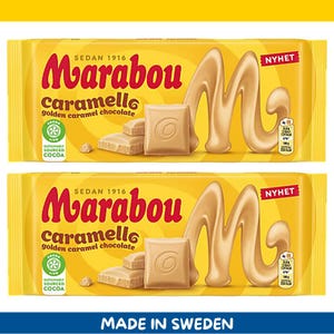 Paquete de 2 barras de chocolate con leche Marabou Caramello (160 g cada una, importadas de Suecia)