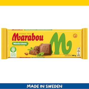 Marabou Mintkrokant Milk Chocolate Bar – 160g (5.6 oz) – Imported from Sweden