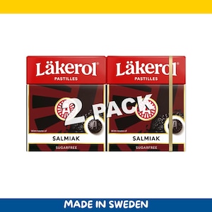 Läkerol Salmiak Sugar-Free Pastilles – Swedish Candy (2-Pack, 50g)