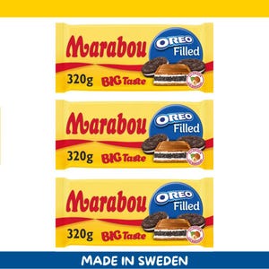 3 Pack Marabou Oreo Milk Chocolate Bars – 320g each (11.3 oz) – Filled with Crunchy Oreo Cookies – Imported from Sweden