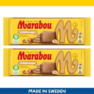 2 Pack Marabou Gräddnougat Milk Chocolate Bars – 100g each (3.5 oz) – Imported from Sweden