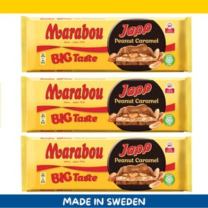 3 Pack Marabou Big Taste Japp Peanut Caramel Milk Chocolate Bars – 276g each (9.7 oz) – Imported from Sweden