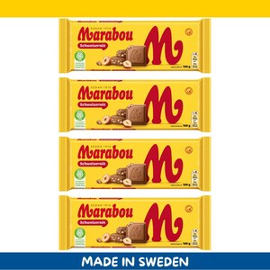 Paquete de 4 chocolates con leche y avellanas de marabú (Schweizernöt), 160 g cada uno (5,6 oz), importados de Suecia.