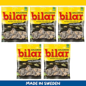 5 Bags of Ahlgrens Bilar Saltlakrits – 130g / 4.6 oz Each