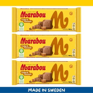 3 Pack Marabou Fudge & Havssalt Milk Chocolate Bars – 160g each (5.6 oz) – Imported from Sweden