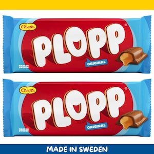 Paquete de 2 – Cloetta Plopp – Barras de caramelo y chocolate con leche sueco (160 g / 5,6 oz)