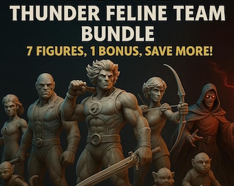 The Feline Heroes STL Bundle | Stl Fantasy Warrior Set | 3D Print Figurine Collection | Jungle Defenders Statue Pack | Digital Download