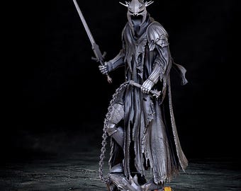 Dark Wraith King STL | Undead Ring Lord 3D Print Figurine | Nazgul Style Shadow Warrior | Gothic Fantasy Specter Statue