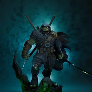 Last Shadow Ronin STL | Lone Turtle Warrior 3D Print Figurine | Battle Worn Ninja Master | Dark Fantasy Statue | Printable STL