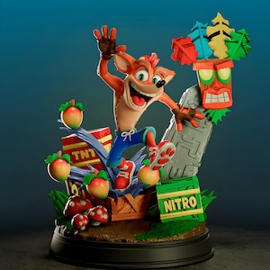 Crash Bandicoot Style STL Figurine | Cartoon Marsupial Adventurer Model | Spiky Haired Hero 3D Print | Console Icon Production
