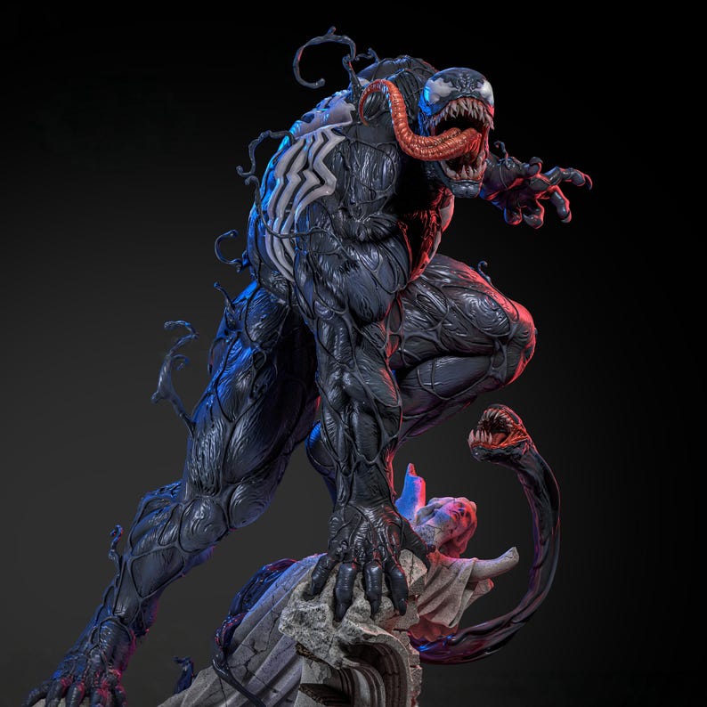 Symbiotic Entity Symbiotic Dark Entity STL | Alien Venom Horror Figurine Epic Creature ...