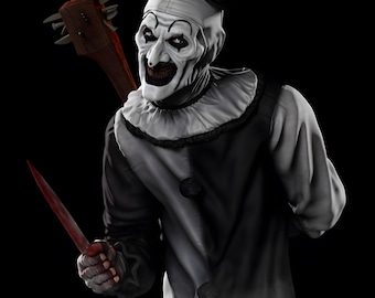 The Pale Jester STL Figurine | Stl Horror Clown Model | 3D Print Figurine | Monochrome Slasher Statue | Digital Download Terrifiyer