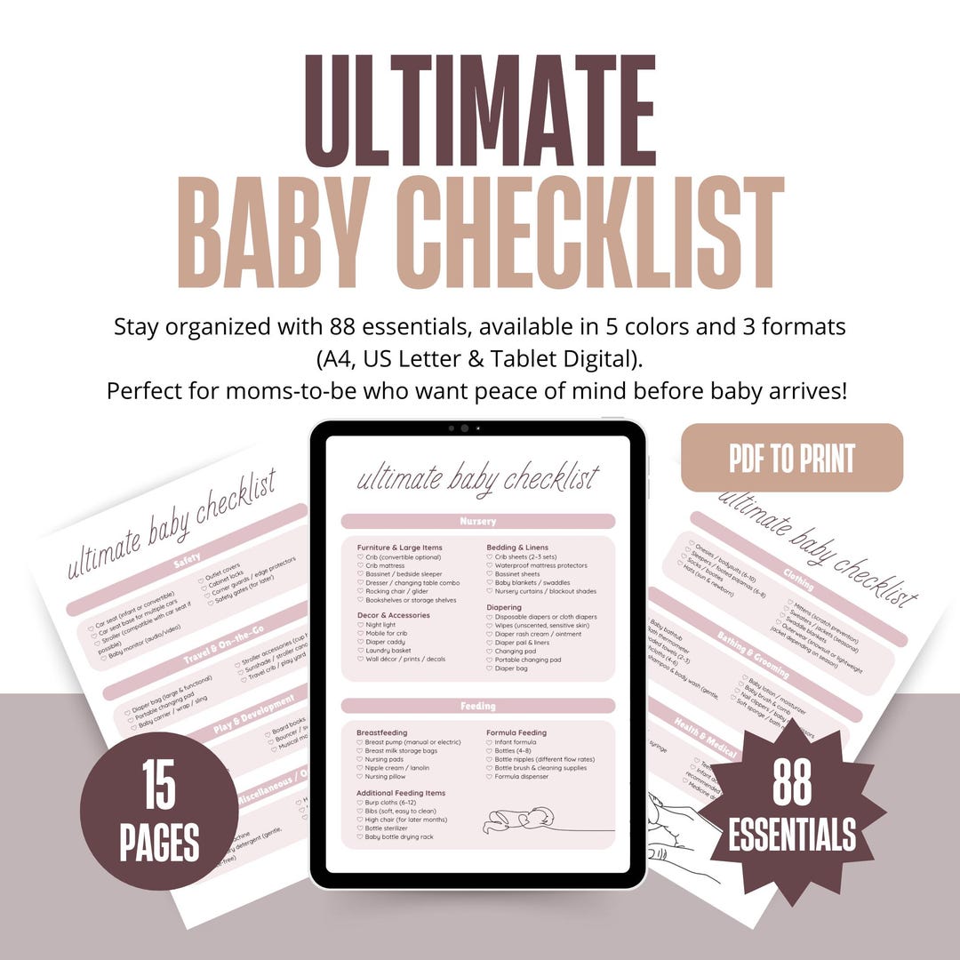 Baby Essentials Checklist – 88 Items, 9 Categories (digital Download ...