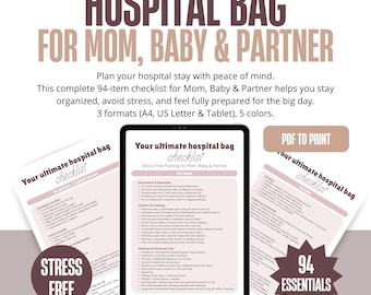 Hospital Bag Checklist – 94 Essentials for Mom, Baby & Partner (PDF)