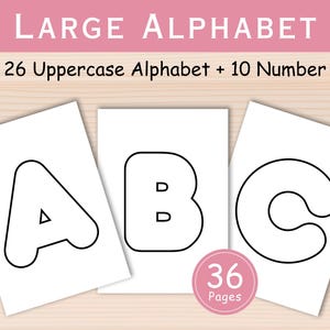 Large Uppercase Alphabet Letters A-Z Printable | Rounded Block Letters & Numbers 0–9 | Classroom ABC Letters PDF | Preschool Kindergarten