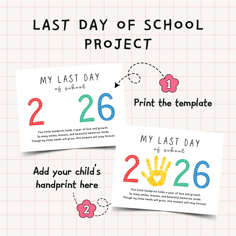 Last Day of School Handprint Craft 2026 Printable, Preschool Graduation ...