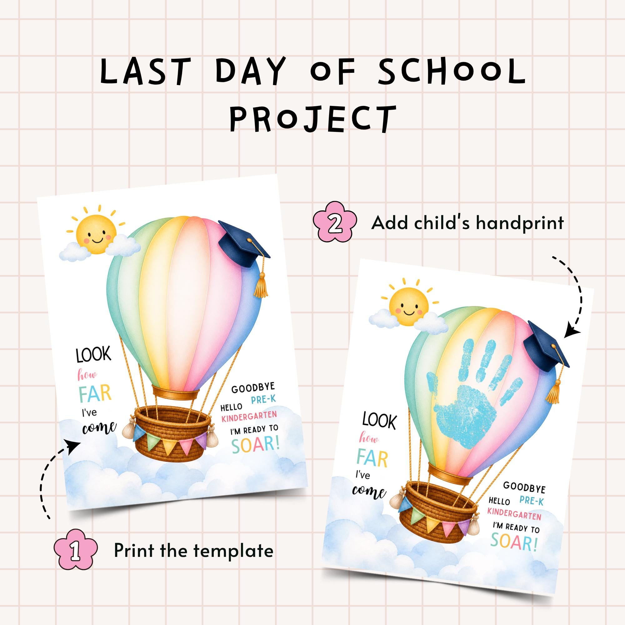 Last Day of School Handprint Craft Printable, Preschool Kindergarten ...