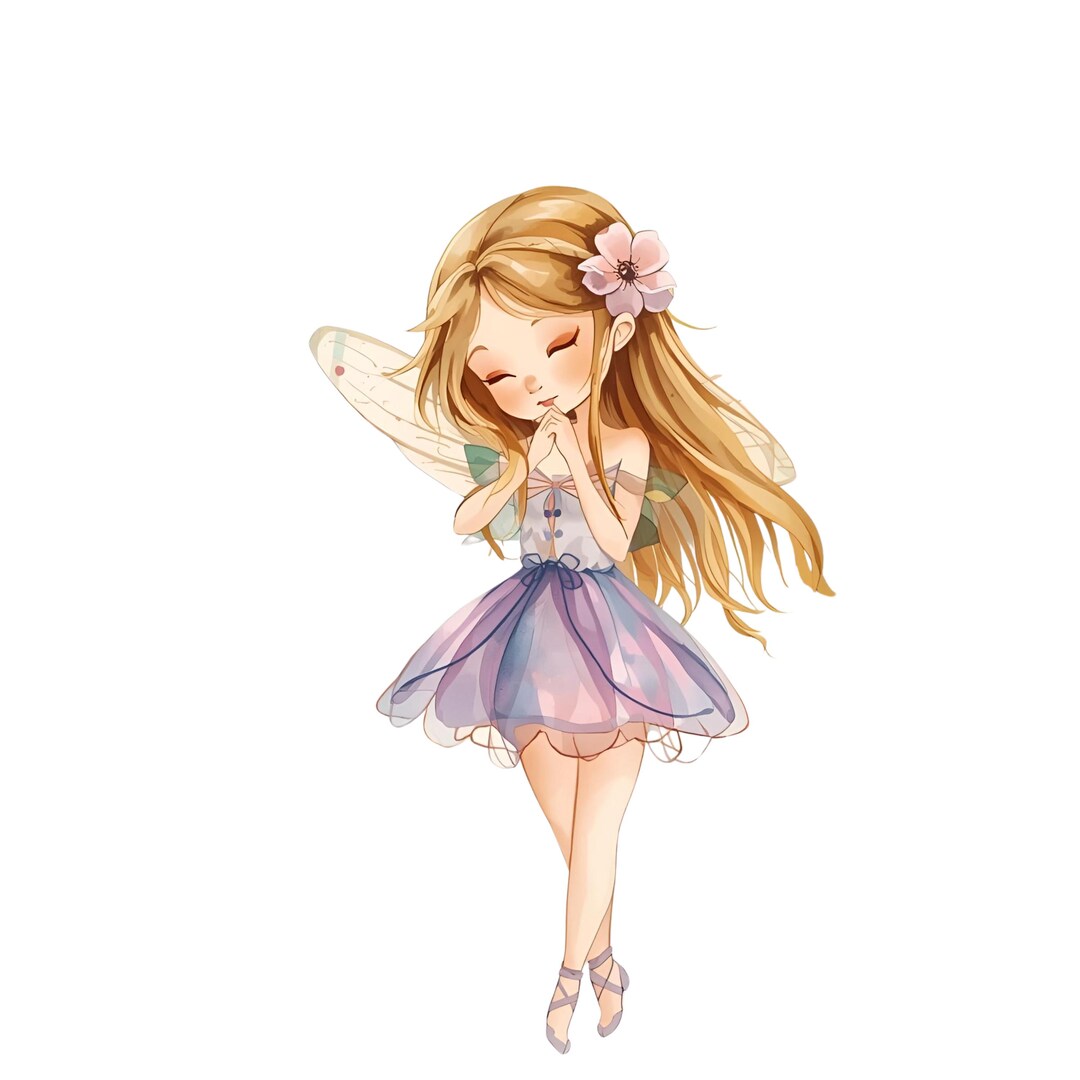 Watercolor Fairy Clipart | Pastel Purple Dress Fairy Illustration ...