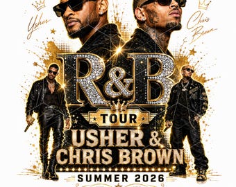 Usher and Chris Brown R&B Tour 2026 Digital PNG. Bootleg Rap Tee Design. Hip Hop Concert Graphic for Sublimation