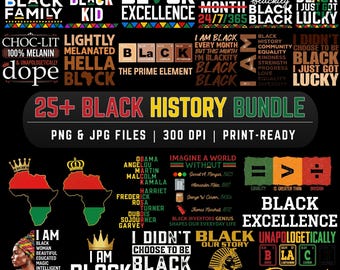 Black History Month PNG Bundle, Dope Black Family Sublimation, Black Excellence T-Shirt Design, African Pride Digital Print Ready JPG.