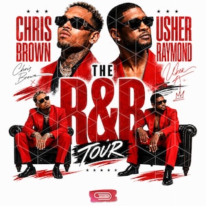 Chris Brown Usher R&B Tour Poster Digital PNG Urban Music Legend Sublimation Design Concert Fan Art Printable