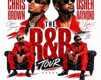Chris Brown Usher R&B Tour Poster Digital PNG Urban Music Legend Sublimation Design Concert Fan Art Printable