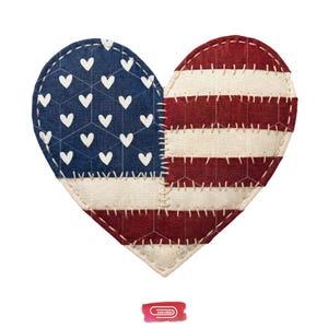 Faux Patchwork USA Heart PNG, Patriotic American Flag Sublimation Design, Girly 4th of July Shirt Graphic, Retro Independence Day JPG