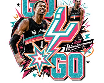 Victor Wembanyama Basketball PNG Design Halftone, Basketball Player Comic Graphic Tee Sublimation, Go Spurs Go Digital Download Sublimation