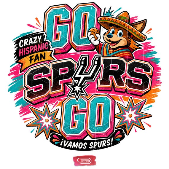 Go Spurs Go PNG, Crazy Hispanic Fan Sublimation Design, San Antonio Basketball Mascot, Mexican Fiesta Clipart, Retro Digital Download.