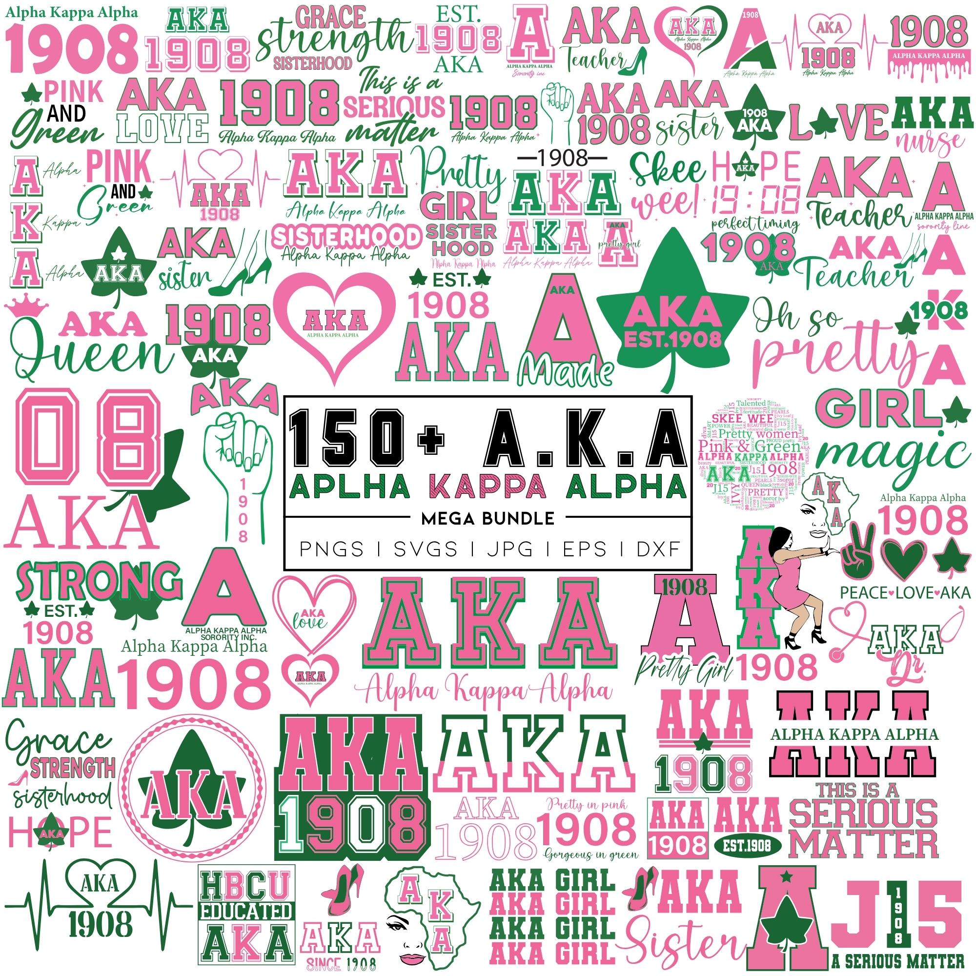 150+ AKA SVG Mega Bundle | Alpha Kappa Alpha Svg | 1908 Sisterhood Pink ...