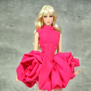 PRE-ORDER | Fashion Royalty doll clothes - Fuchsia Sculptural Cocktail Dress