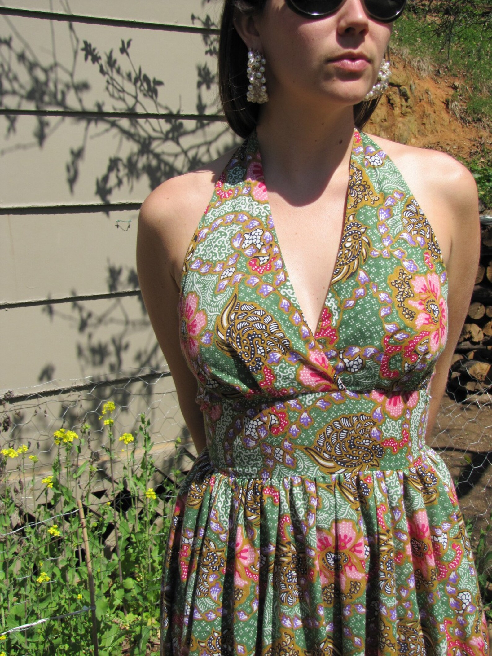 Funky 60s/70s Boho Hippie Vintage Halter Top Wideleg Maxi Etsy