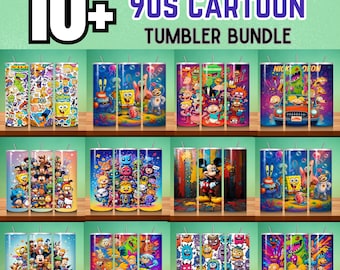 90s Inspired Cartoon Art Tumbler Wrap – 20oz Skinny Sublimation Design