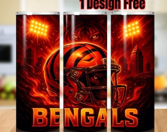Bengal Mascot 20oz Tumbler Wrap PNG: Sport Sublimation Design (Digital Download)