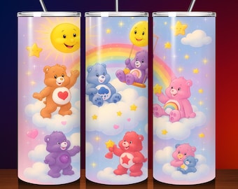 Cartoon Bear Tumbler: 20oz Skinny Tumbler Wrap PNG