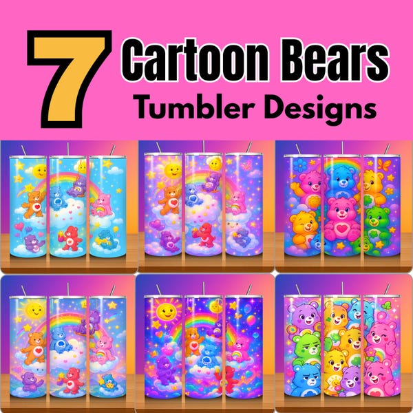 Cartoon Bears Tumbler Design: 20oz Skinny Sublimation (PNG)