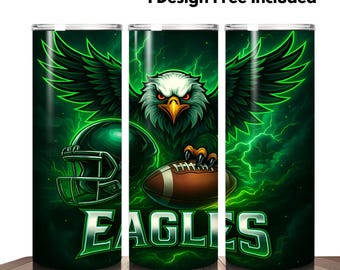 Eagle Football Tumbler Wrap: Sport Mascot Sublimation Design (PNG Digital Download)