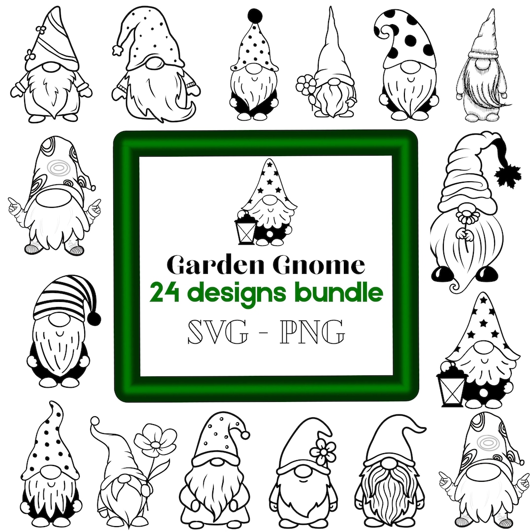 Garden Gnome SVG PNG | 24 Designs Bundle - Etsy