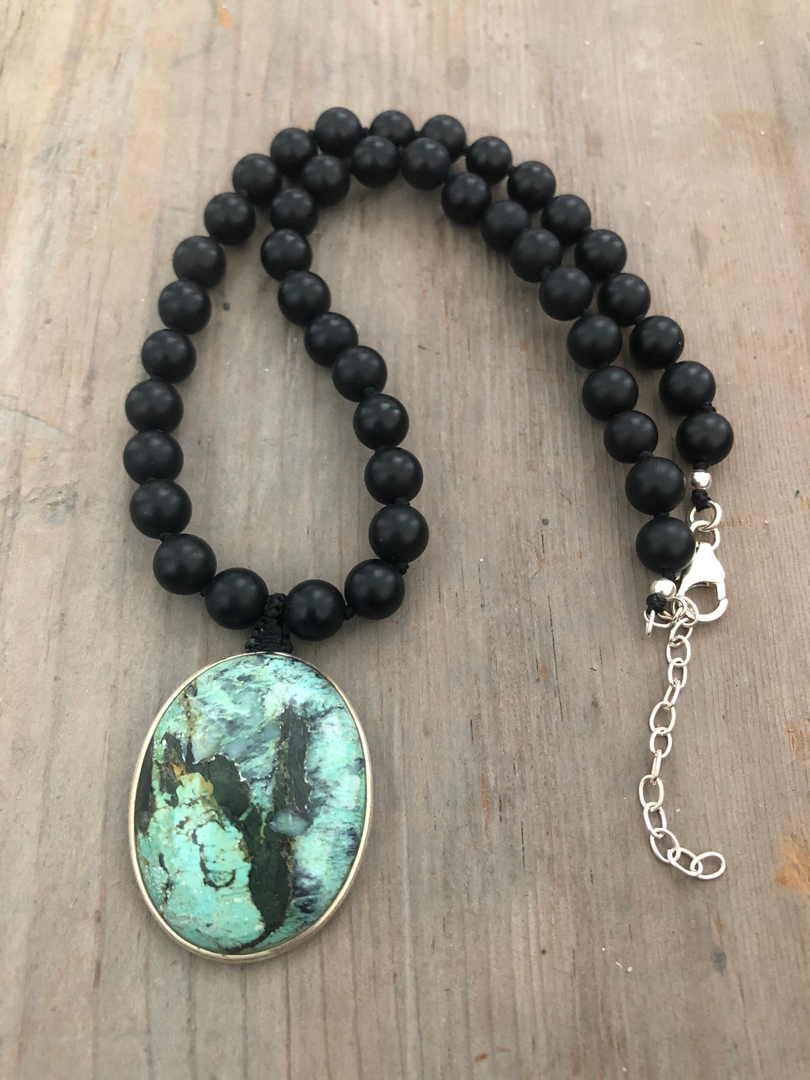 Turquoise Beaded Necklace Mens Turquoise Pendant Necklace Etsy