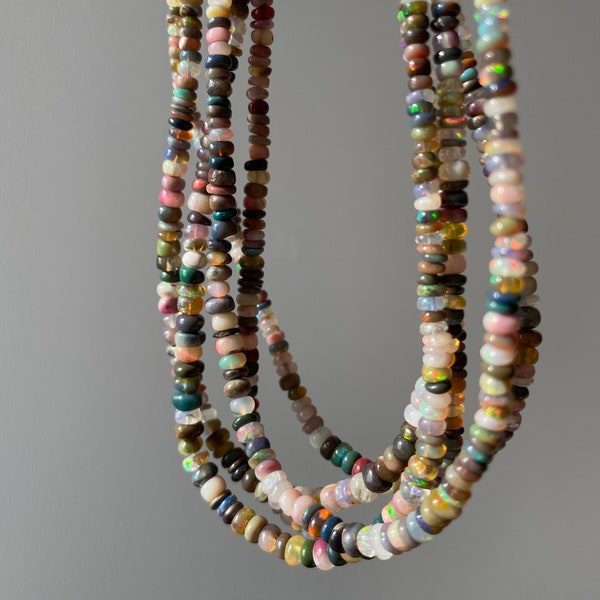 Collar de ópalo de colores naturales etíopes, collar de ópalo con cuentas