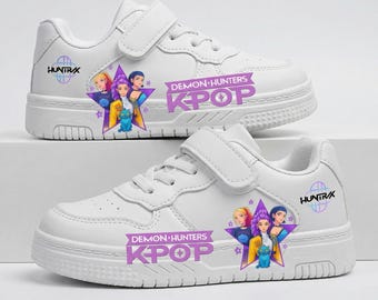 Scarpe casual alla moda per bambini personalizzate K Pop Demon Hunter Sneakers per bambini Nuovo design KPOP Scarpe sportive bianche per ragazzi e ragazze Antiscivolo Traspiranti