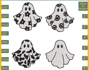 Halloween Ghost Embroidery Design Bundle (Instant Download