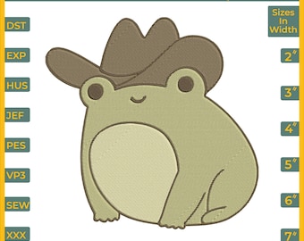 Cowboy Frog embroidery design, Funny machine embroidery designs, (6 Sizes, 8 Formats, digital download)