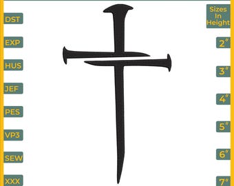 Jesus Cross Nails Machine Embroidery Design: Christian Faith (6 Sizes) (Instant Download)