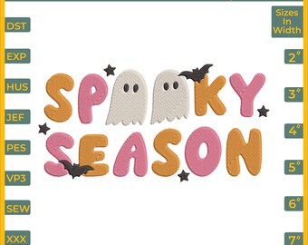 Spooky Season Halloween Embroidery Design, Digital File, 6 sizes, 8 Formats, Instant Download