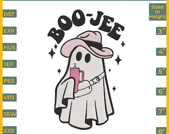 Halloween Ghost Machine Embroidery Design: Boo-Jee (Instant Download)